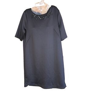 Cynthia Rowley Black Jewel Detail Sheath Dress Sz 12 LBD Cocktail Holiday Party